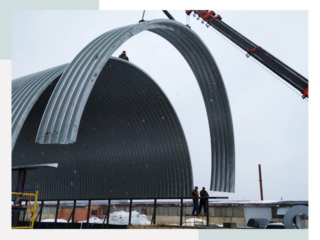 Полукруглые ангары в Костроме